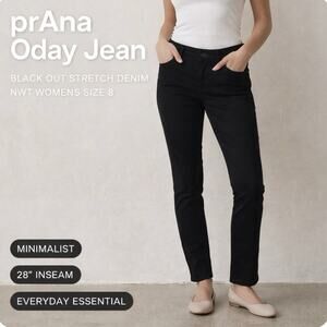 Prana Oday Black Sz 8/29 Stretch Organic Denim 5 pkt Minimalist Capsule Denim